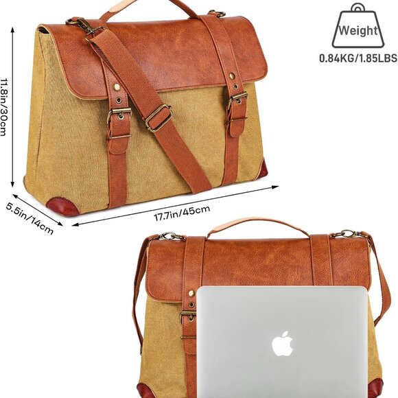 Adjustable Straps Brown Laptop Messenger Bag – Stylish & Secure Crossbody Case - Picture 3 of 7